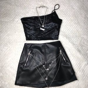 Faux Leather Two- Piece (chains not included)